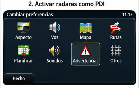 Activar radares como PDI