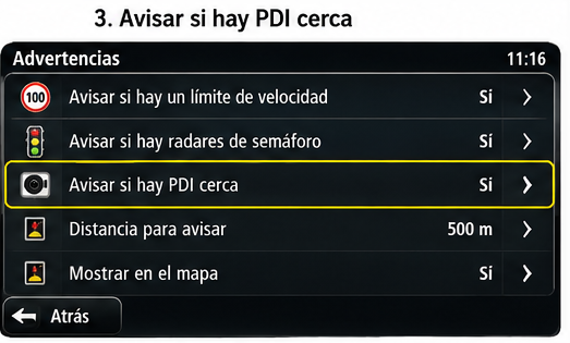 Avisar si hay PDI cerca